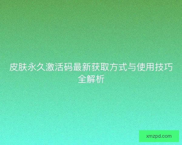 皮肤永久激活码最新获取方式与使用技巧全解析