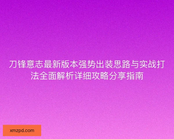 刀锋意志最新版本强势出装思路与实战打法全面解析详细攻略分享指南