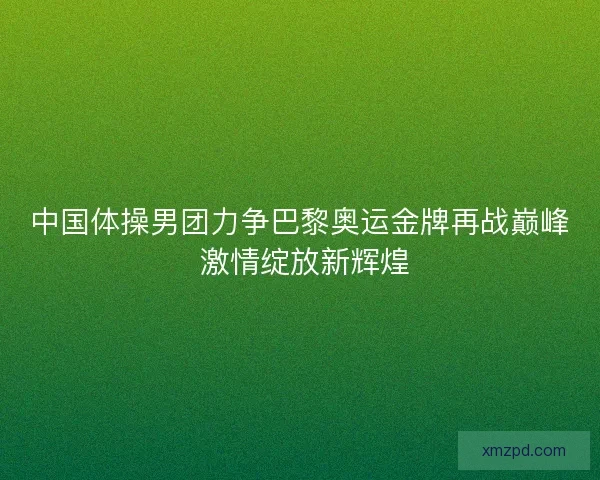 中国体操男团力争巴黎奥运金牌再战巅峰 激情绽放新辉煌
