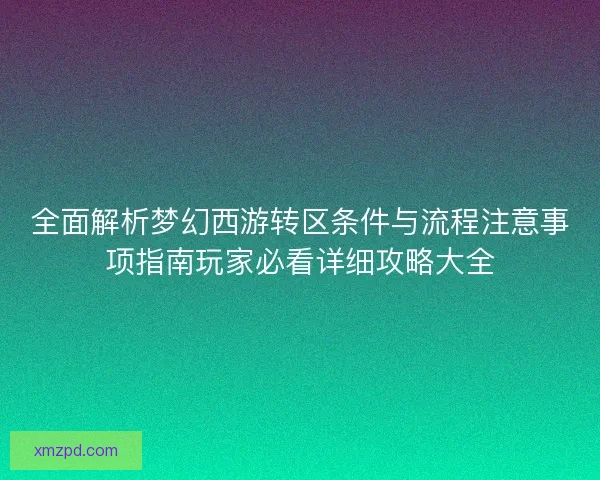 全面解析梦幻西游转区条件与流程注意事项指南玩家必看详细攻略大全