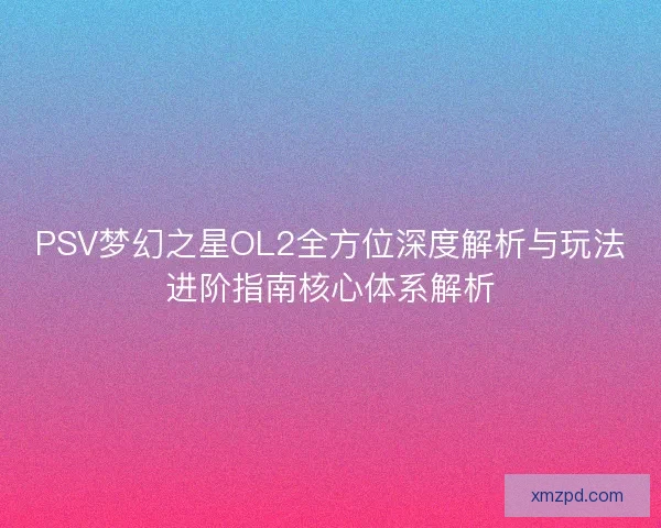 PSV梦幻之星OL2全方位深度解析与玩法进阶指南核心体系解析